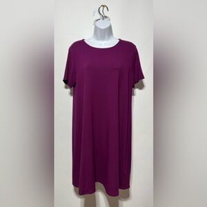 Eileen Fisher Dress Women’s Blackberry Purple Short Sleeve Round Neck Size S/P